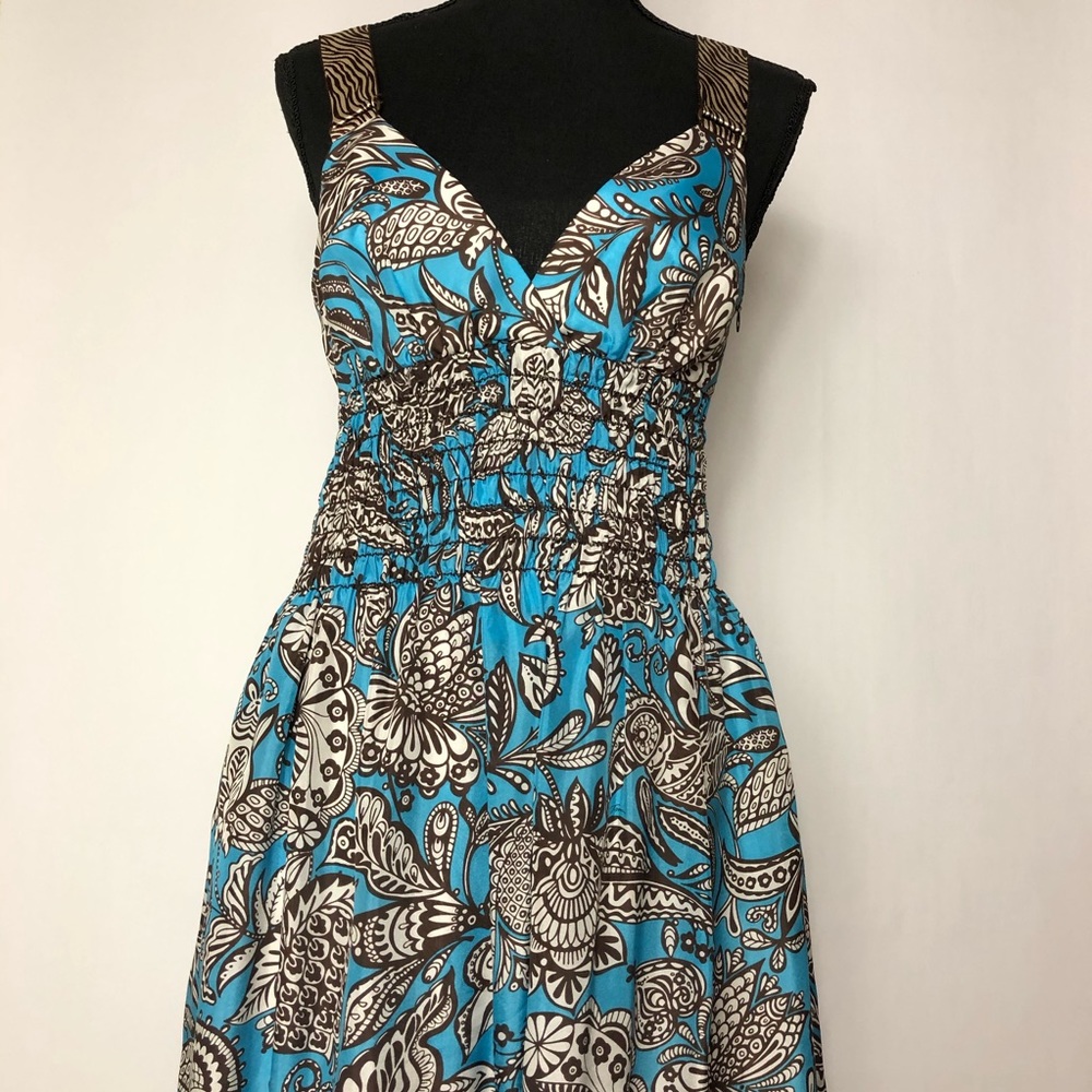 Trina Turk Blue and Brown Dress